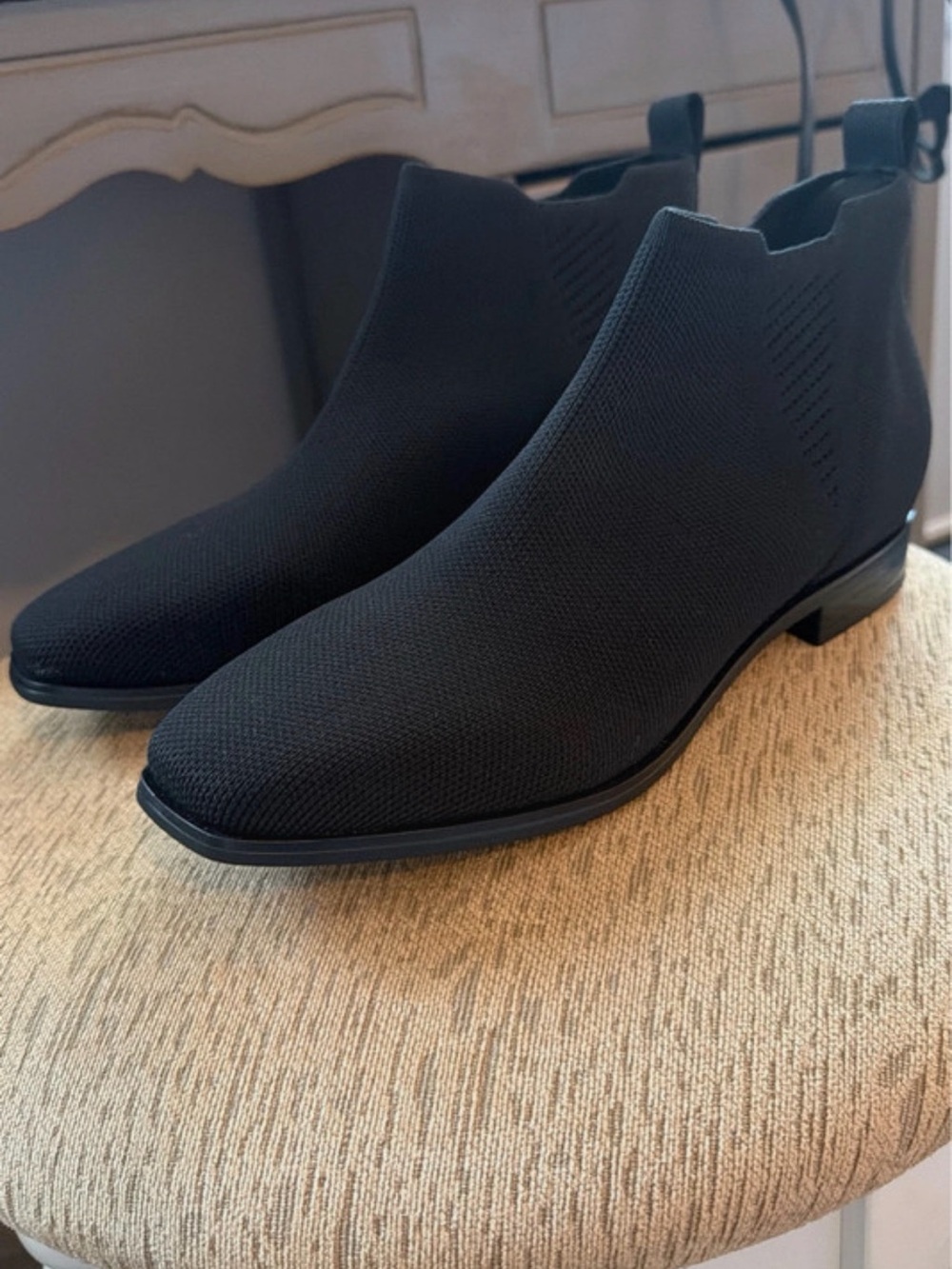 Women's Black Knit Ankle Booties - Sleek Slip-On Style